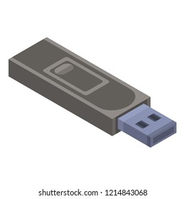 Usb flash icon. Isometric of usb flash vector icon for web design isolated on white background
