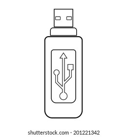 Usb flash icon on white background.