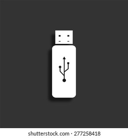 USB flash icon with shadow - vector illustration