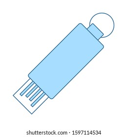 USB Flash Icon. Thin Line With Blue Fill Design. Vector Illustration.