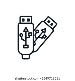 ícones flash usb isolados no fundo branco. Design de estilo plano, coleção de símbolos