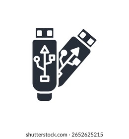 usb flash icons isolated on White Background. Flat style design,symbol collection