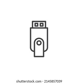 Usb flash line icon. linear style sign for mobile concept and web design. usb stick outline vector icon. Symbol, logo illustration. Vector graphics