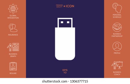 USB flash memory drive icon. Graphic elements for your design