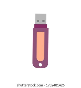 USB flash memory drive on white background. Vector illustration in trendy flat style.
