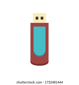 USB flash memory drive on white background. Vector illustration in trendy flat style.