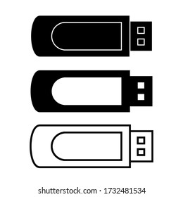 USB flash memory drive on white background. Vector illustration in trendy flat style.