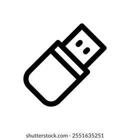 USB flash memory. Editable stroke vector icon on white background.
