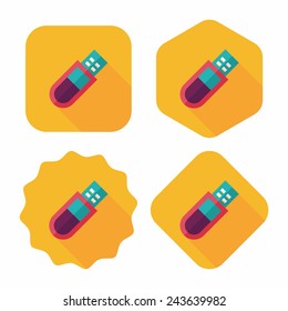 Usb flash memory flat icon with long shadow,eps10
