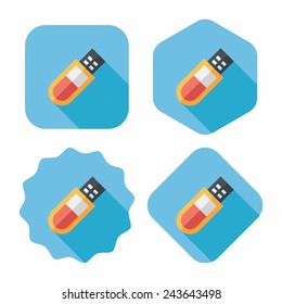 Usb flash memory flat icon with long shadow,eps10