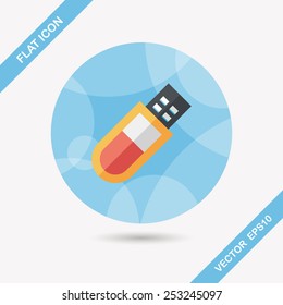 Usb flash memory flat icon with long shadow,eps10