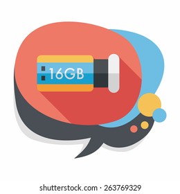 Usb flash memory flat icon with long shadow,eps10