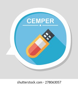 Usb flash memory flat icon with long shadow,eps10