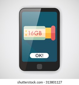 Usb flash memory flat icon with long shadow,eps10