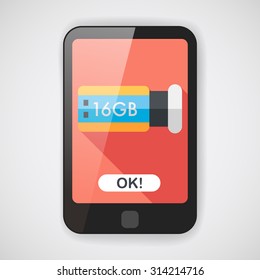Usb flash memory flat icon with long shadow,eps10