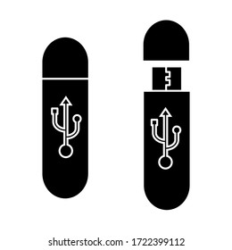 USB Flash Memory icon, flat style. illustration of flash memory with a white background