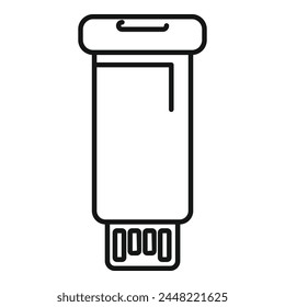 Vector de contorno del ícono de memoria flash USB. Máquina tamaño micro. Servidor de base de datos