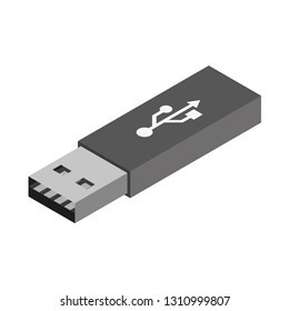  Usb flash memory. Simple isomertic design. Copyspace. Template vector illustration isolated on white background. 