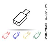 USB flash storage multi color style icon. Simple thin line, outline vector of computer parts icons for ui and ux, website or mobile application