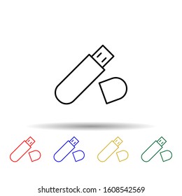 USB flash storage multi color style icon. Simple thin line, outline vector of computer parts icons for ui and ux, website or mobile application