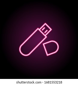 Usb flash storage neon icon. Simple thin line, outline vector of computer parts icons for ui and ux, website or mobile application