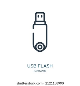 usb flash thin line icon. usb, internet linear icons from hardware concept isolated outline sign. Vector illustration symbol element for web design and apps.