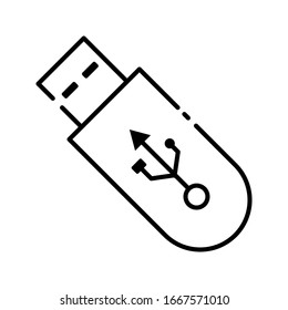 The USB flashdisk icon flat style for web design on a white background