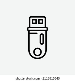  usb flashdisk icon, isolated office outline icon in light grey background, perfect for website, blog, logo, graphic design, social media, UI, mobile app, EPS 10 vector illustration