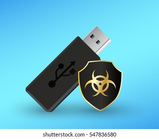 usb flashdrive with a protection shield antivirus computer