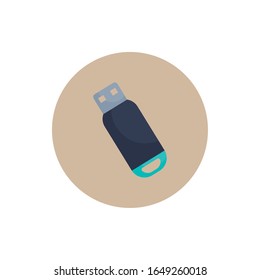 Usb flat block style icon design, Technology equipment hardware data information digital office electronic and device theme Vector illustration