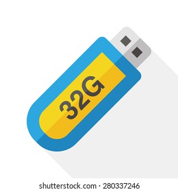 usb flat icon with long shadow
