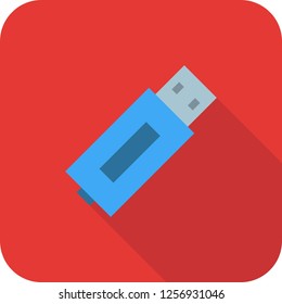 USB flat multi color long shadow icon.