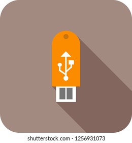 USB flat multi color long shadow icon.