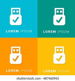USB Four Color Material Designed Icon / Logo
