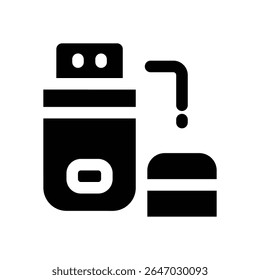 ícone de glifo usb. Ícone vetorial forte e sólido para sites, interfaces móveis, apresentações e marca visual. Alta qualidade e fácil de editar.