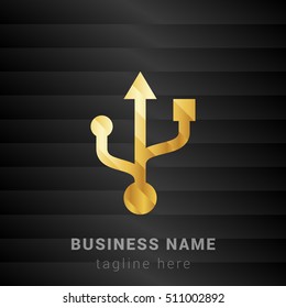 USB Gold and Black silk fashion premium icon / Logo