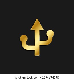 usb gold icon. Vector illustration of golden style