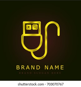 Usb golden metallic logo