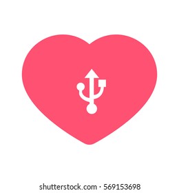usb heart. usb connectivity icon inside heart background vector illustration 