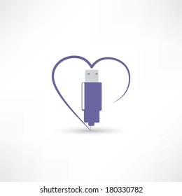 usb in the heart icon