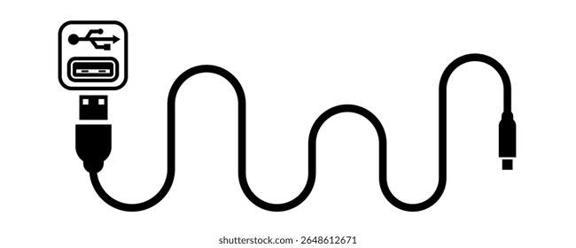 USB hub and cable vector illustration depicting essential data transfer and versatile connectivity solutions for a wide range of electronic devices and computer accessories