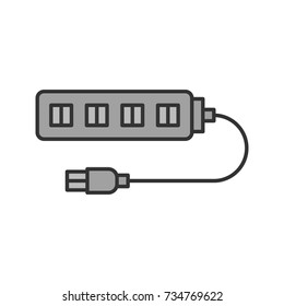 USB hub color icon. Multi plug. Isolated vector illustration