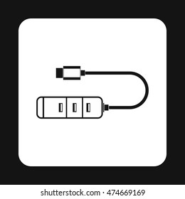 Usb hub icon in simple style isolated on white background. Connection symbol