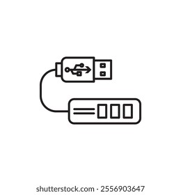 USB hub icon Thin line art collection