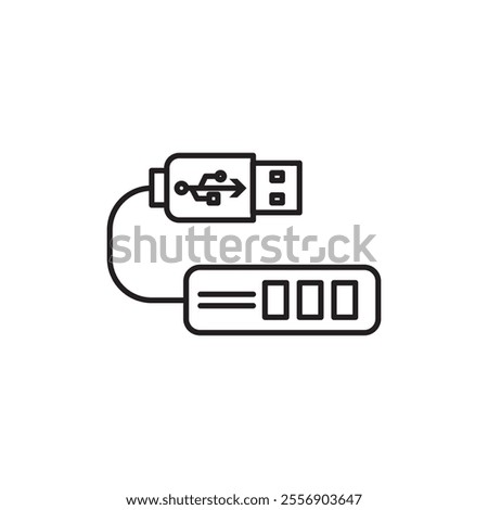 USB hub icon Thin line art collection