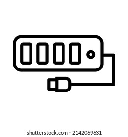 USB hub outline icon, usb hub adapter vector icon