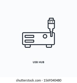 Usb hub outline icon. Simple linear element illustration. Isolated line Usb hub icon on white background. Thin stroke sign can be used for web, mobile and UI.