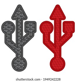 USB Icon With 3D Pattern Vector Illustration. USB Sign Isolated On White Background
