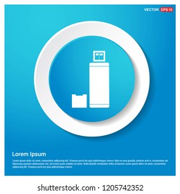 USB Icon Abstract Blue Web Sticker Button - Free vector icon
