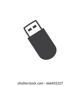 USB icon in black on a white background. Vector illustration